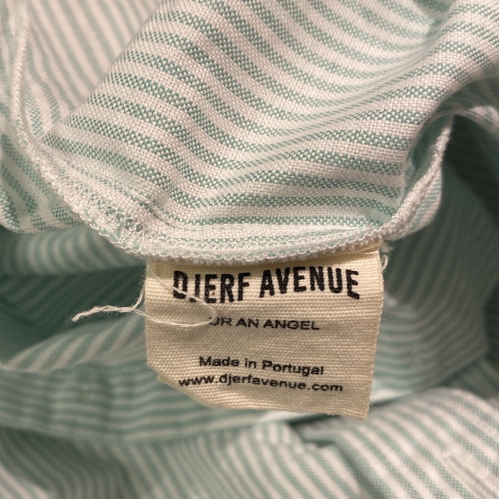 Djerf Avenue Breezy Shirt Green Stripe Button Down Size Small - Picture 11 of 14